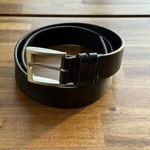 Structure Leather Belt Black Men’s Sz 36 Genuine Italian Leather Silver Buckle